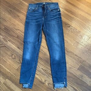 7 For All Mankind Blue Ankle Cropped Jeans